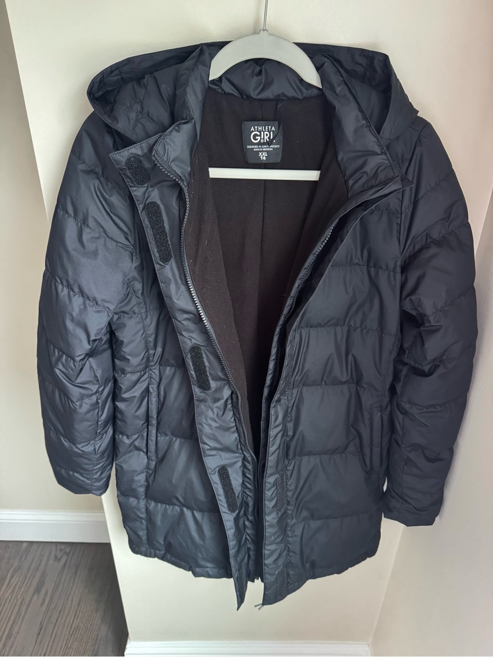 Athleta Girls Black Goose Down Winter Puff Jacket XXL (16) - Picture 3 of 6